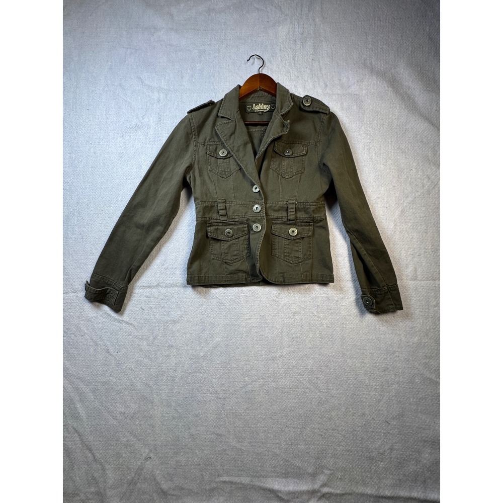 Ashley by 26 International Womens Utility Jacket Olive Green Military Cotton M